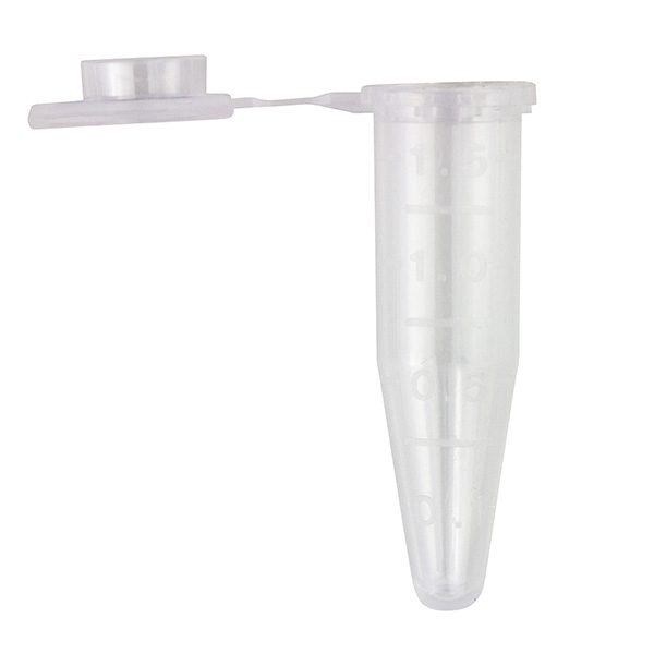 Conical Bottom Microcentrifuge Tubes with Caps . 1.5 mL, Polypropylene Co-Polymer, Natural