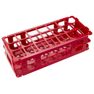 Test Tube Rack. For 30 mm Tubes, 21 Places, Polypropylene, Red