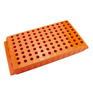 Microcentrifuge Tube Rack. 96 Places, Reversible, Polypropylene, Orange