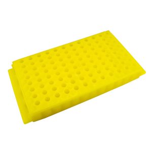 Microcentrifuge Tube Rack. 96 Places, Reversible, Polypropylene, Yellow