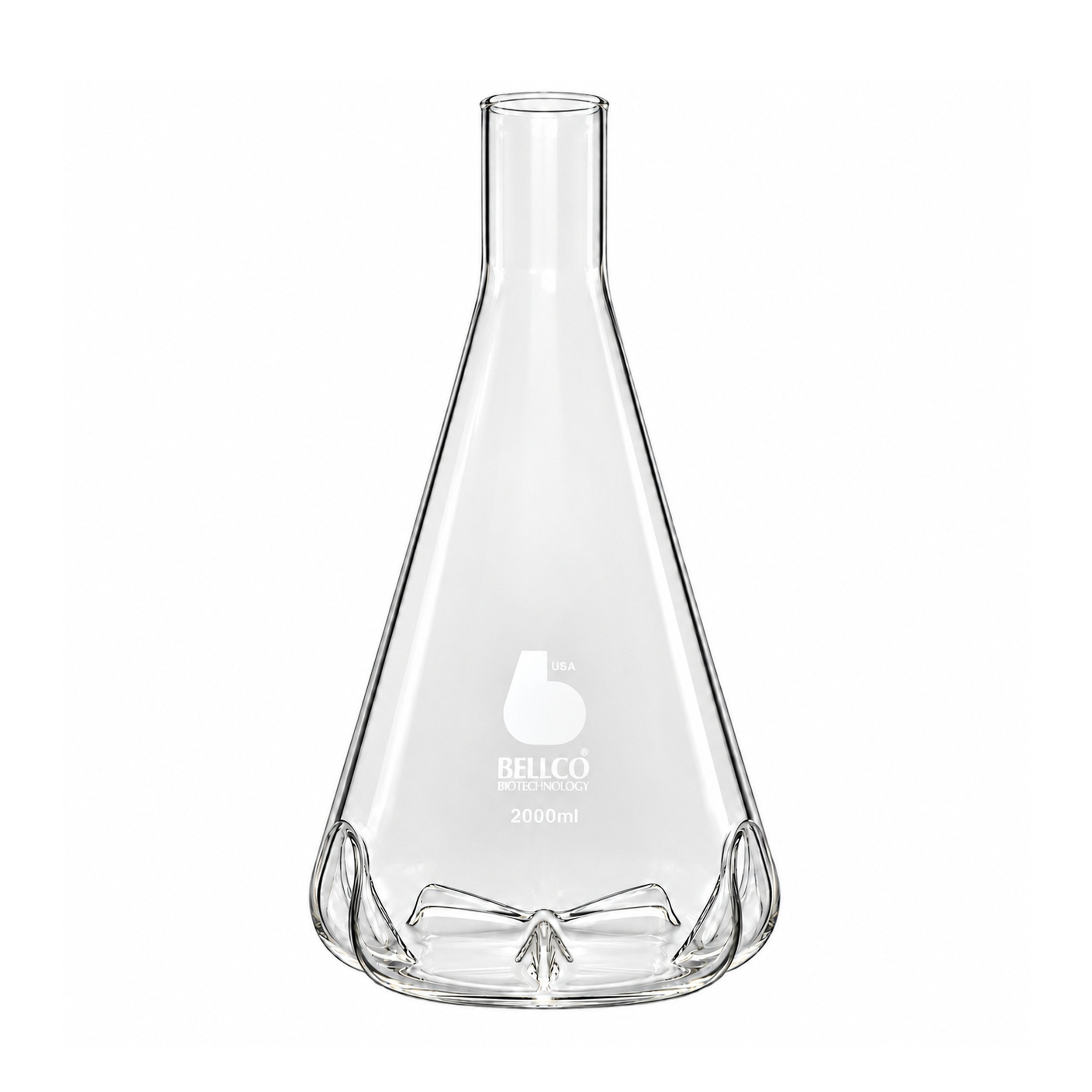 Shake Flask w/ 3 Side & 3 Bottom Baffles DeLong Style Neck 250mL 38mm SKU: 2543-60250