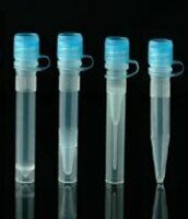 0.5 mL Self-Standing Vials, Natural Color Caps, External Thread,  Hinged Cap with Sealing Ring, Sterile, 50/pk, 500/box, 2000/cs