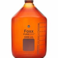 PUREGRIP Glass Bottles, Media, Round, Amber, GL45 VersaCap , 5,000mL