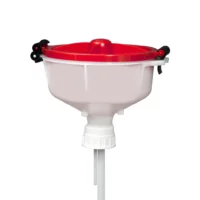 EZwaste 8" Safety Funnel, HDPE, Red Lid, VersaCap 50mm, 1/EA