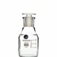 Borosil Reagent Bottles Plain Narrow Mouth, Graduated I/C Glass Stopper 100 mL