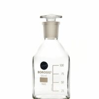 Borosil Reagent Bottles Plain Narrow Mouth, Graduated I/C Glass Stopper 125 mL