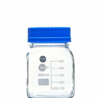 Borosil Reagent Square Bottles GL80 PP Screw Cap PP Pouring Ring 500mL