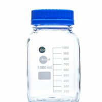 Borosil Reagent Square Bottles GL80 PP Screw Cap PP Pouring Ring 1000mL