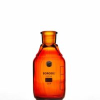 Borosil Amber Reagent Bottles Plain Narrow Mouth, Graduated I/C Glass Stopper 125 mL