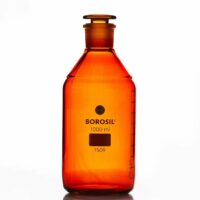 Borosil Amber Reagent Bottles Plain Narrow Mouth Graduated I/C Glass Stopper 2000 mL