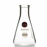 Borosil  Flasks, Erlenmeyer, Narrow Mouth, Beaded Rim, 50mL
