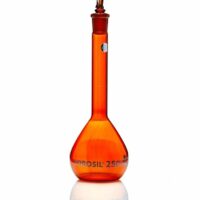 Borosil  Flasks, Volumetric, Class A, Amber, PP Stopper, 500mL, 19/26, Ind. Cert