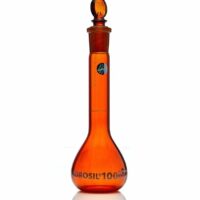 Borosil Flasks, Volumetric, Class A, WM, Amber, Glass St., 100mL, 19/26, Bat. Cert