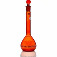 Borosil Flasks, Volumetric, Class A, WM, Amber, Glass St., 200mL, 19/26, Bat. Cert