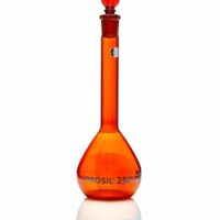 Borosil Flasks, Volumetric, Class A, WM, Amber, Glass St., 250mL, 19/26, Bat. Cert