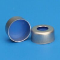 11mm Silver Seal, 1mm Thick Clear PTFE/Blue Silicone Septa, Ultra Low Bleed
