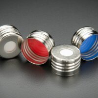 18mm Silver Magnetic (Metal) Cap with 0.060" Blue PTFE/White Silicone Liner (Shore A 55), Ultra Low Bleed