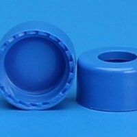 9mm R.A.M. Smooth Cap, Royal Blue, Clear PTFE/Blue Silicone Ultra Low Bleed Septa for Mass Spec