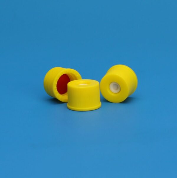 8-425mm Yellow Top Hat  [Patented] Closure, Assembled with PTFE/Silicone Septa