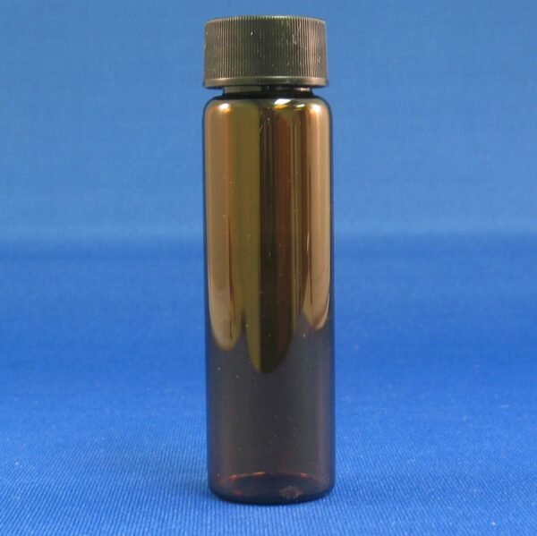 3 Dram, Amber 19x65mm Vial, 15-425mm Thread, Black Polypropylene Solid Top Cap, PTFE/F217 Lined