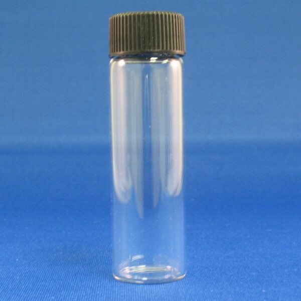 4 Dram, 21x70mm Vial, 18-400mm Thread, Black Polypropylene Solid Top Cap, PTFE/F217 Lined