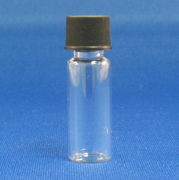 1/2 Dram, 12x35mm Vial, 8-425mm Thread, Black Polypropylene Solid Top Cap, PTFE/F217 Lined