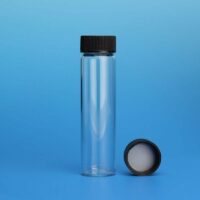6 Dram, 23x85mm Vial, 20-400mm Thread, Black Polypropylene Solid Top Cap, PTFE/F217 Lined