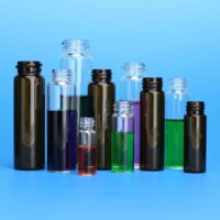 2 Dram, 17x60mm Vial, 15-425mm Thread, Black Polypropylene Open Hole Cap, PTFE/Silicone Lined