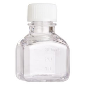 30mL Square Media Bottle (PETG), Tamper Evident, Bulk, Sterile