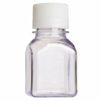 125mL Square Media Bottle (PETG), Tamper Evident, Bulk, Sterile
