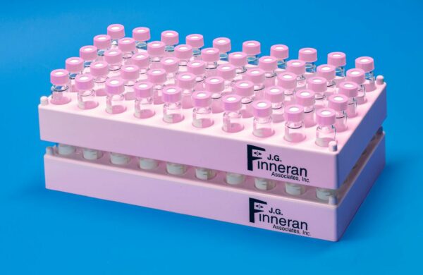 50 Position Pink Polypropylene Stackable Rack for 12mm Vials and Tubes, Autoclavable