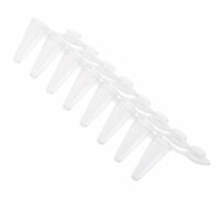 PCR 8-Strip Tubes, 0.1mL, Attached Flat Caps, Clear, Non-sterile