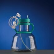 2L High Efficiency Erlenmeyer Flask with Baffles,  with Bi-directional Transfer Cap with TPE Tube (50cm 1/8" ID 1/4" OD), Vent Filter (0.22 um -24mm), Sterile, 1/pk, 4/cs