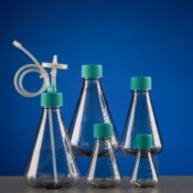 250mL Erlenmeyer Flask Bi-directional Transfer Cap with Silicon Tube (50cm 1/8" ID 1/4" OD), Male CPC Connector with Female Sealing Cap, Vent Filter (0.22 um -42mm), without Flask, Sterile, 1/pk, 4/cs