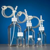 1L PETG Square Storage Bottle 3-Port Transfer Cap, TPE Tube 60cm, 1/8" ID, 1/4" OD), Female Luer Connector with Male Sealing Plug, Vent Filter(0.22 um, Membrane Area 4.5cm2), without Bottle, Sterile, 1/pk, 10/cs