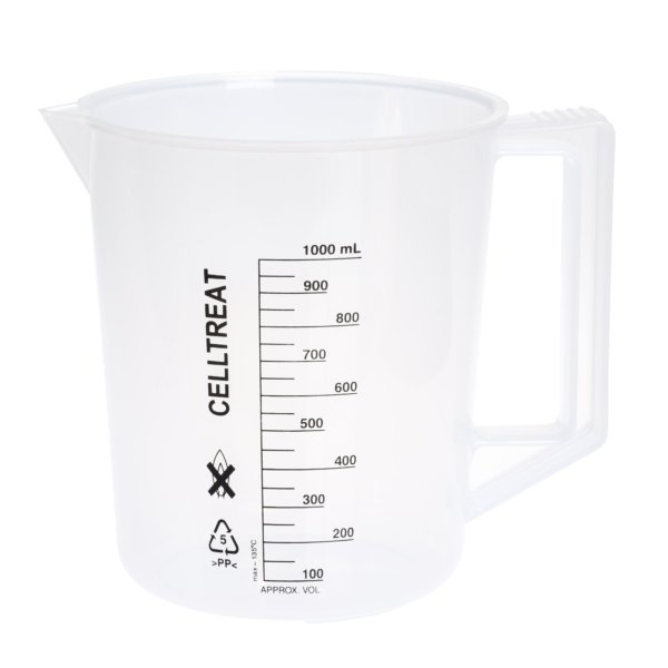 1000mL Graduated Beaker With Handle, Polypropylene, Non-sterile